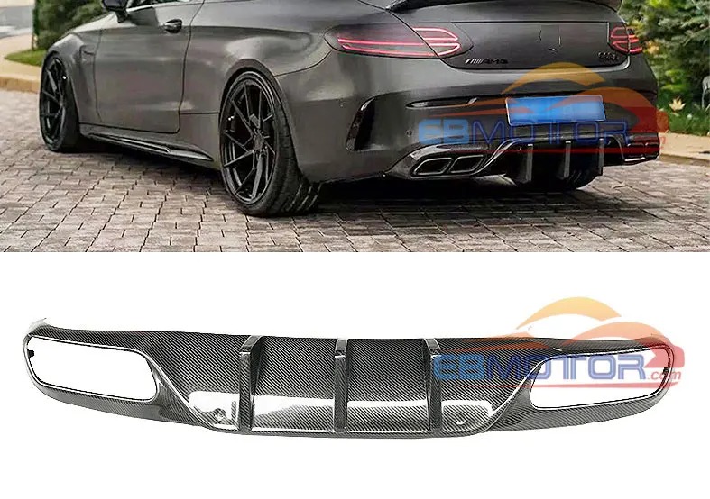 Real Carbon Fiber Rear Bumper Diffuser Lip Spoiler for Mercedes-Benz C Class W205 Sport C43 AMG Sedan 2015-2019 M195