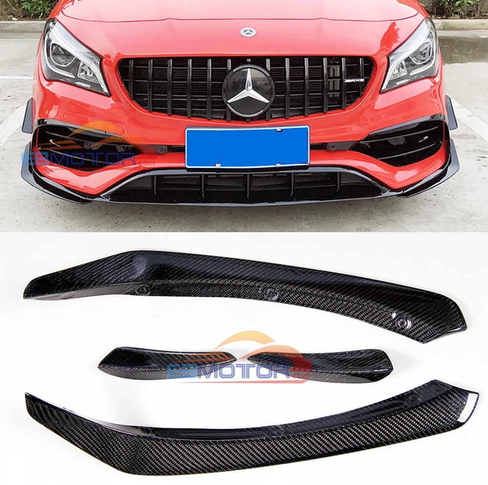 VAD real carbon fiber Front Bumper Canards Side Aero Add on Splitter For Benz W117 CLA180 CLA200 CLA220 CLA250 CLA45 16-18 M196