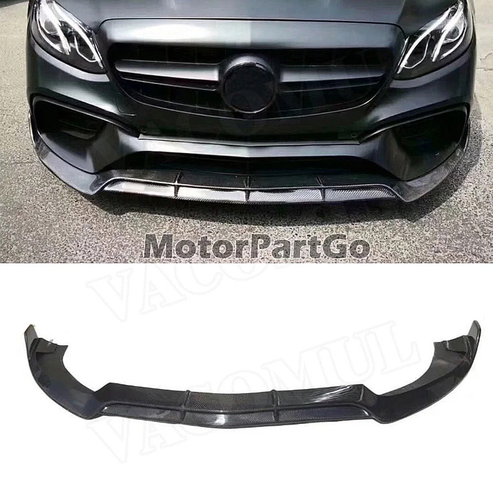 For E Class Carbon Fiber Front Bumper Lip Spoiler for Mercedes Benz W213 E63 AMG S 2017 18-2019 B style not For Original Bumper