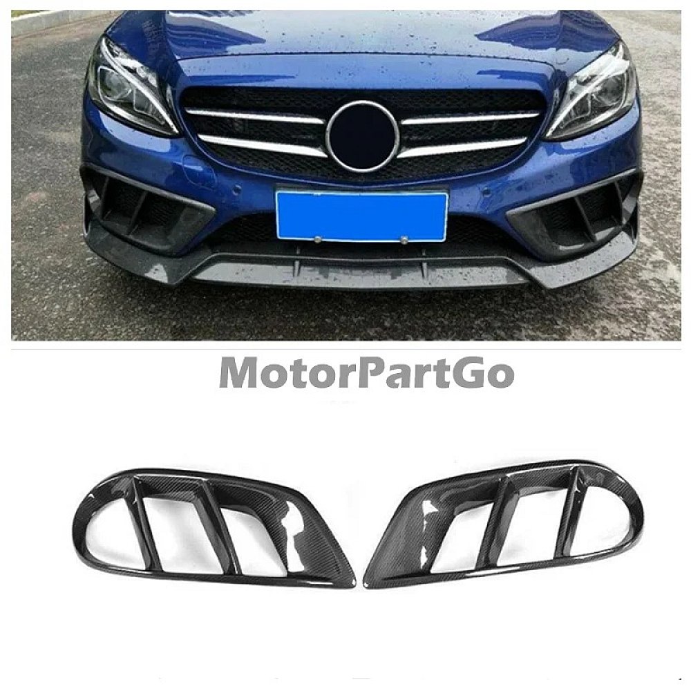 2PCS Air Vent Cover Splitter For Mercedes Benz W205 C200 300 C43 2015-2018 Car Front Bumper Fog Ligth Outlet Frame Grille Trim