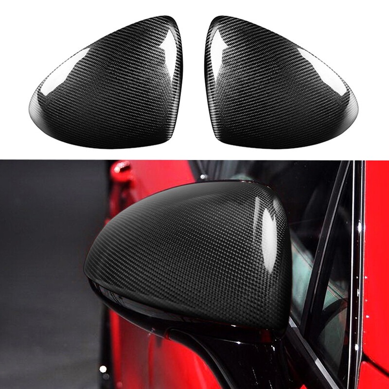 Real Carbon Fiber Car Side Mirror Cover Caps For 2010-2014 Porsche Cayenne