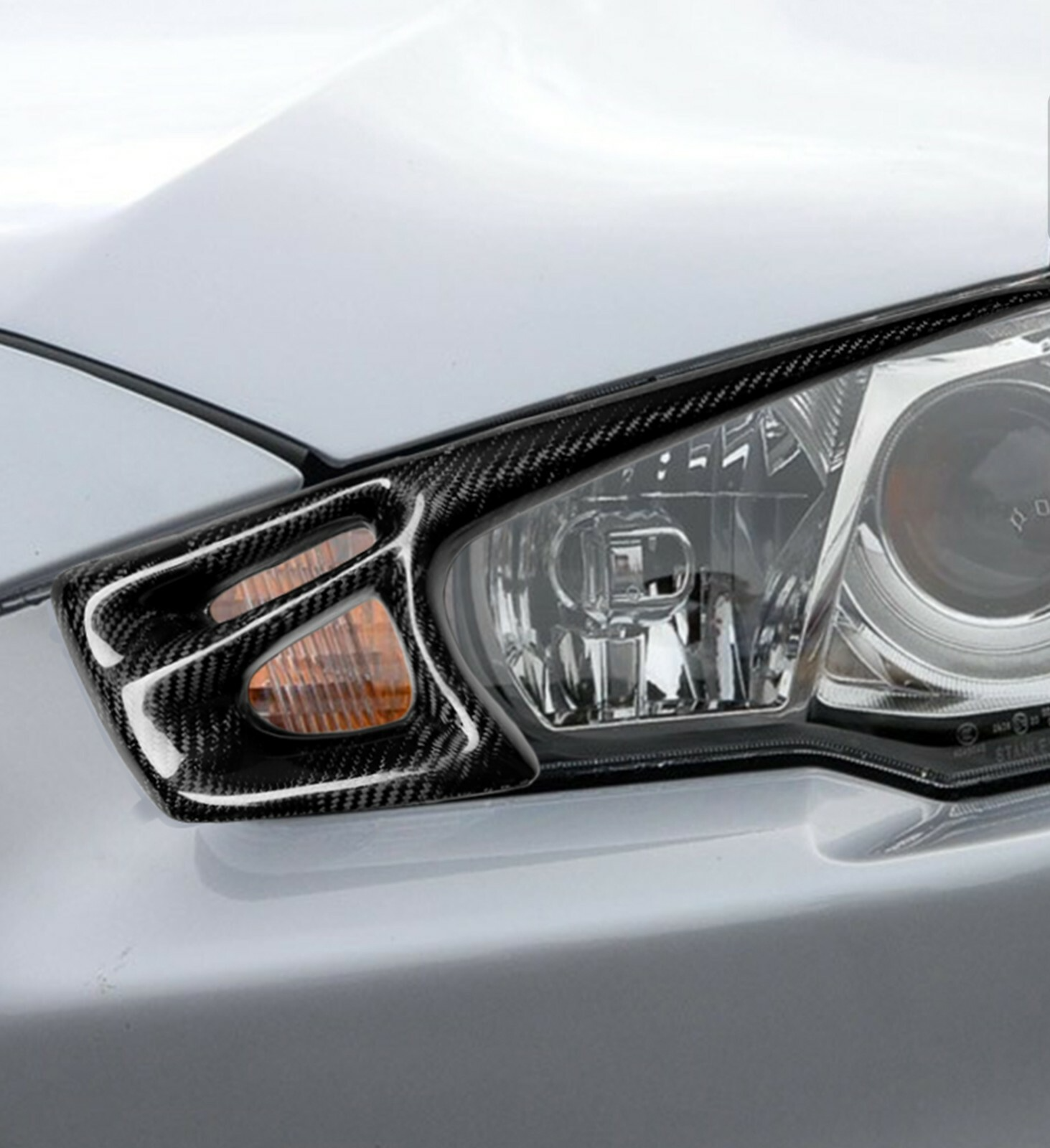 For Mitsubishi Lancer EVOX-C 13-15 Carbon fiber front Headinghts Eyebrow Eyelid