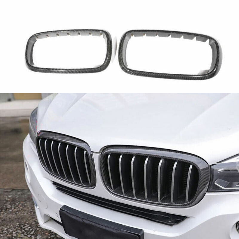 REAL CARBON FIBER KIDNEY GRILL INSERT TRIM COVER FOR BMW X5 F15 X6 F16 2014-2018