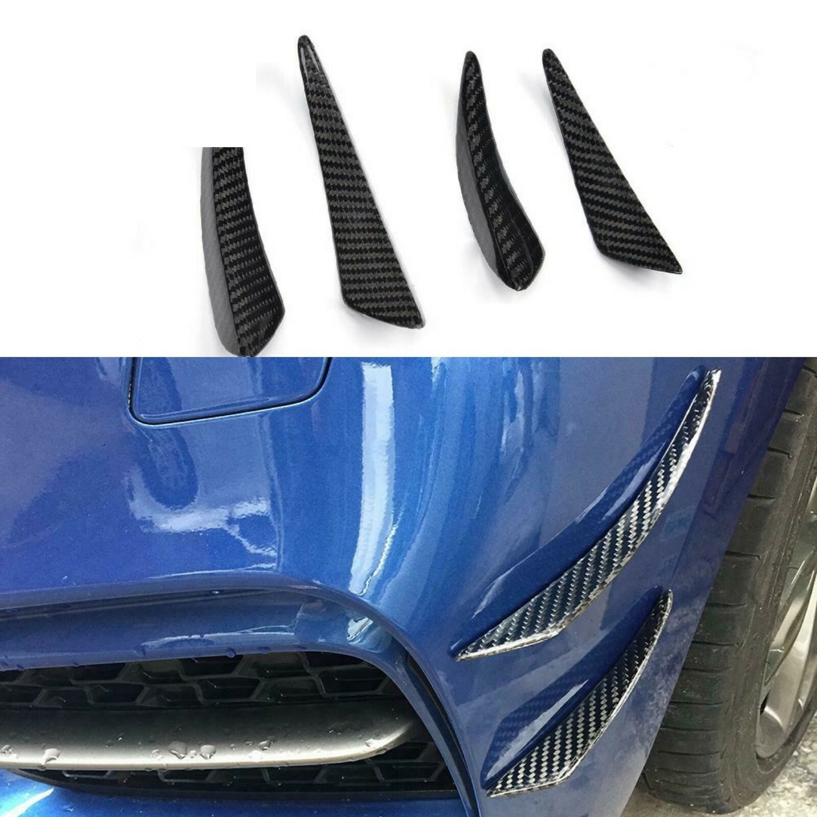 Real Carbon Fibre Front Bumper Splitter Fins 4 Pcs Set for BMW F87 M2 2014-2018