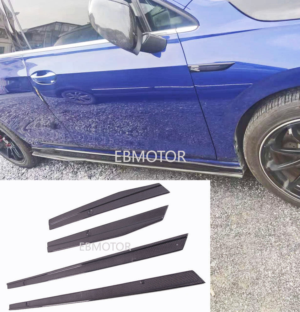 Real Carbon Side Skirt Extension Lip Spoiler 4Pc For VW MK8 VIII Golf8 Rline GTI
