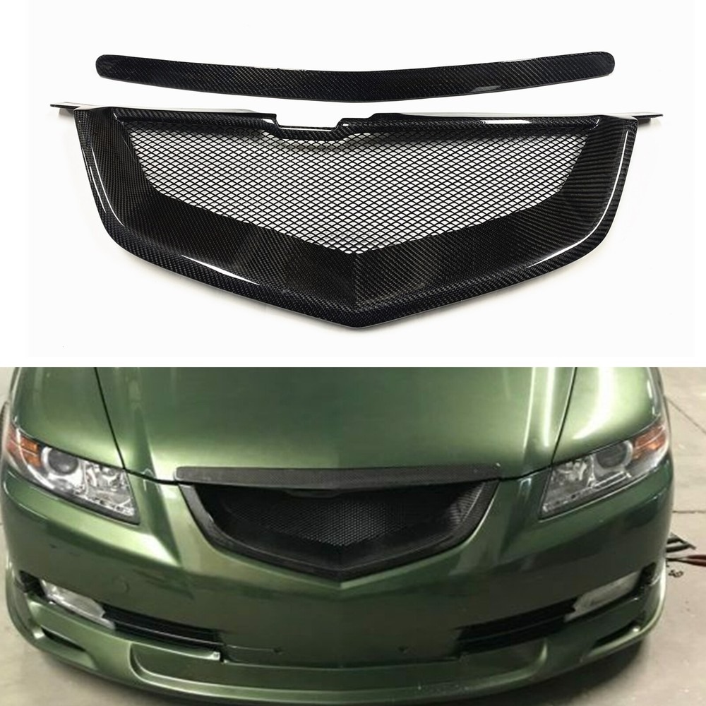 Real Carbon Fiber Front Bumper Grille Grill 2pcs set For Acura TL 2007-08