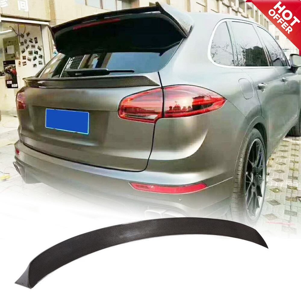 Real Carbon Fiber Rear Trunk middle Spoiler Wing For Porsche Cayenne SUV 15-17