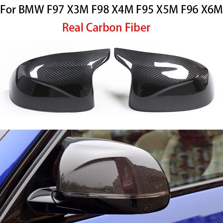 Real Carbon Fiber Side Mirror Cover Caps For BMW F97 X3M F98 X4M F95 X5M F96 X6M