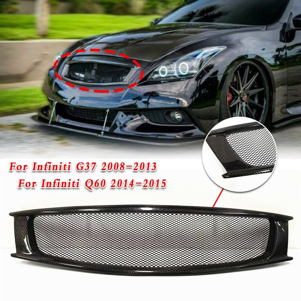 Carbon Fiber Front Bumper Grille For 2008-2013 2009 Infiniti G37 2014-2015 Q60