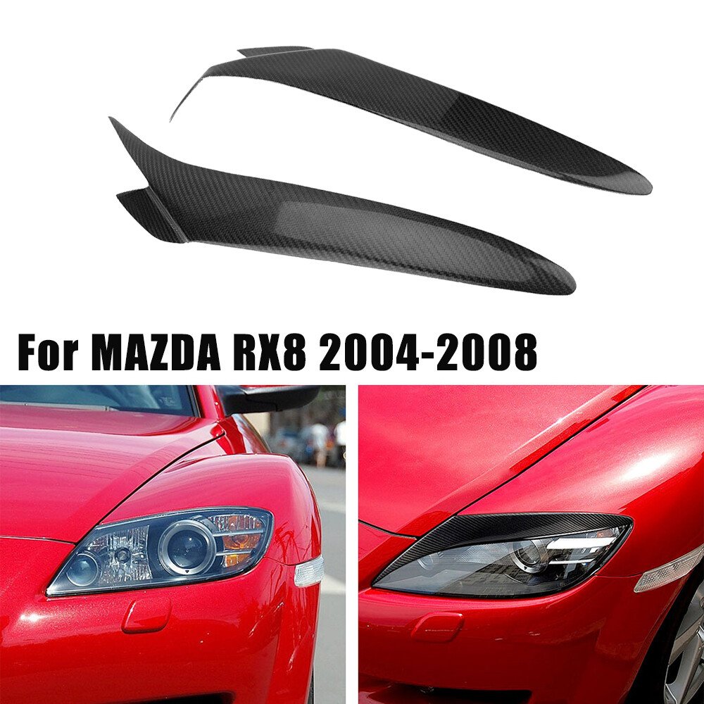 Real Carbon Fiber Headlight Eyebrows Eyelids Cover 1pair For Mazda RX8 2004-2008