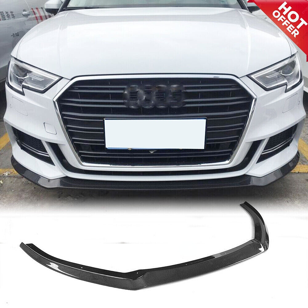 Real Carbon Fiber Front Bumper Lip Chin Spoiler For Audi A3 Sline S3 2017-2019