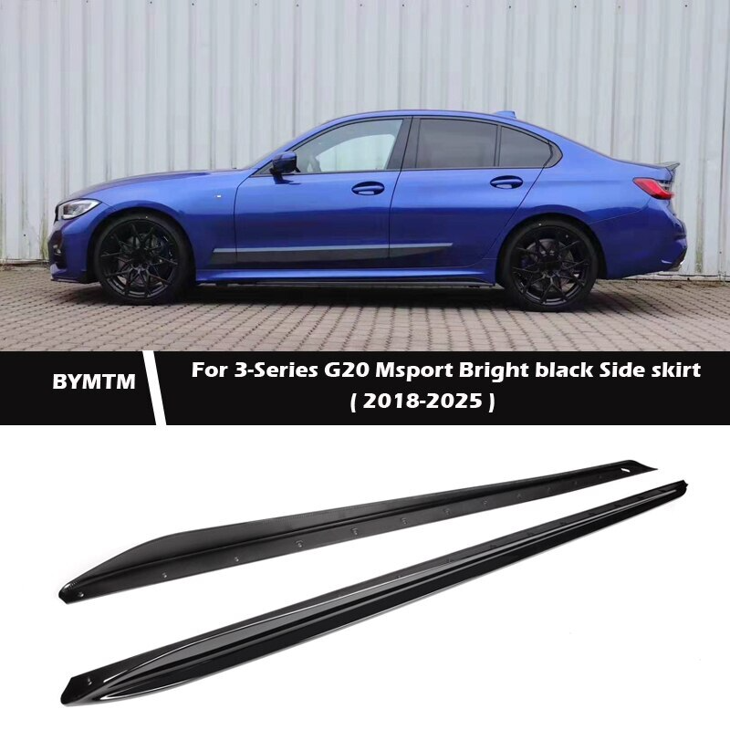 Sport Bright black Side skirt Bumper Spoiler Splitters For BMW 3 Series G20 G21
