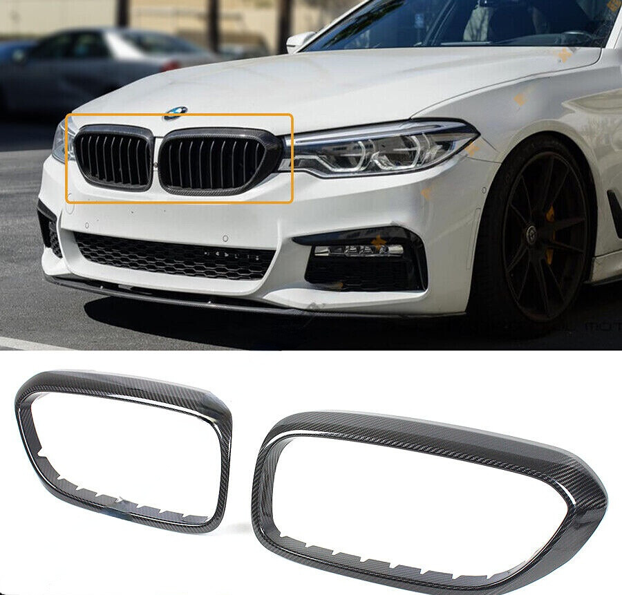 REAL CARBON FIBER KIDNEY GRILL INSERT TRIM COVER FOR BMW G30 G38 5-SERIES 17-20