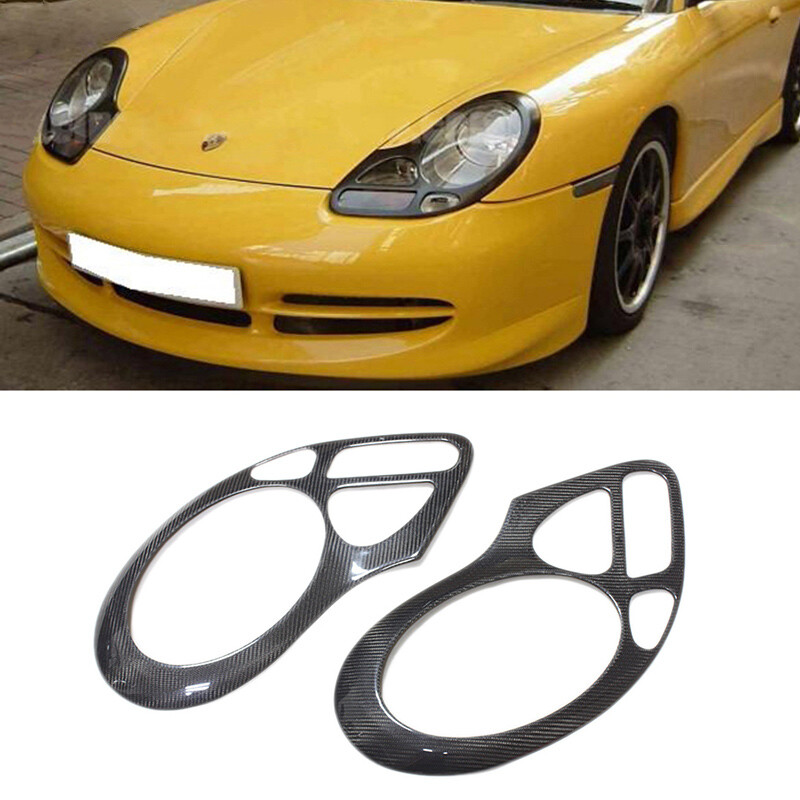Real Carbon Fiber Headligh Eyelids Eyebrow 1Pair for Porsche 911 996 for 97-2005
