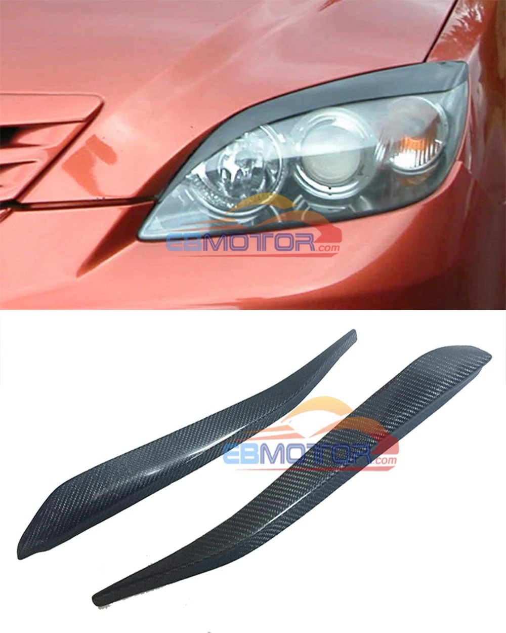Real carbon fiber Headlight Eyelids Eyebrows Covers 1pair For Mazda 3 Axela Wagon 5Door 2004-2009 T037E