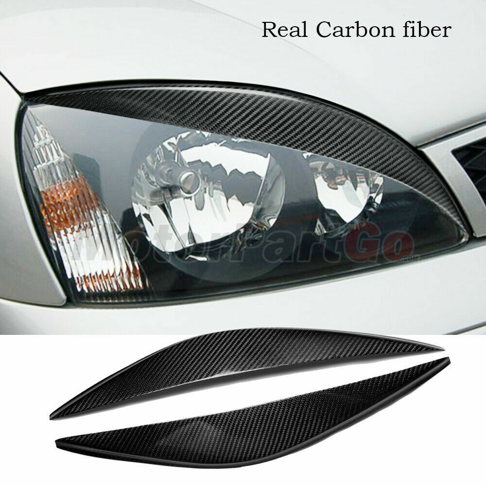 Real Carbon fiber Head light Eyelid Eyebrow Cover Trim For Ford Fiesta MK6 02-05
