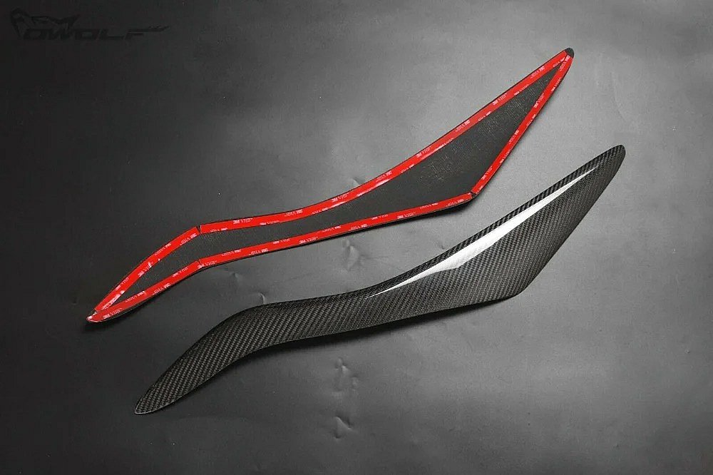 Real Carbon Fiber Head light Eyelid Eyebrow Cover Trim 1pair for   Ford Focus 2012 -20 14
