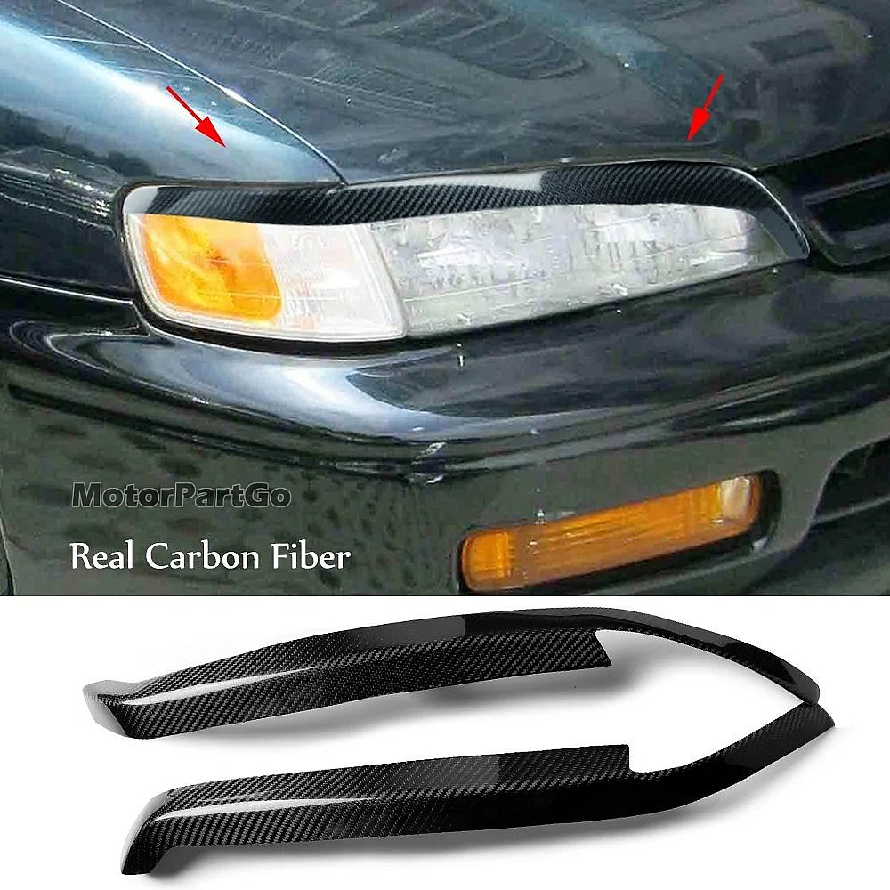 Real Carbon Fiber Head light Eyelid Eyebrow Cover Trim 1pair for Honda Accord 1994-1997 T172