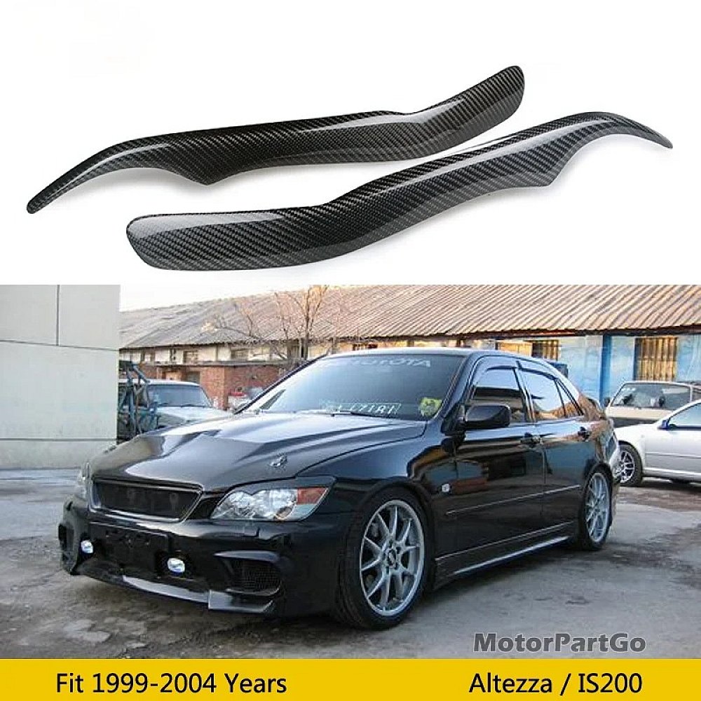Real Carbon Fiber Head light Eyelid Eyebrow Cover Trim 1pair for Lexus IS200 IS300 Altezza  1999-2004  T187