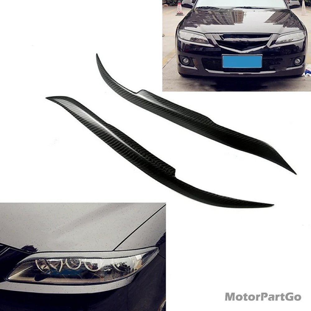 Real Carbon Fiber Head light Eyelid Eyebrow Cover Trim 1pair for Mazda 6 M6 Car-Styling Accessories 2003-2013 T199