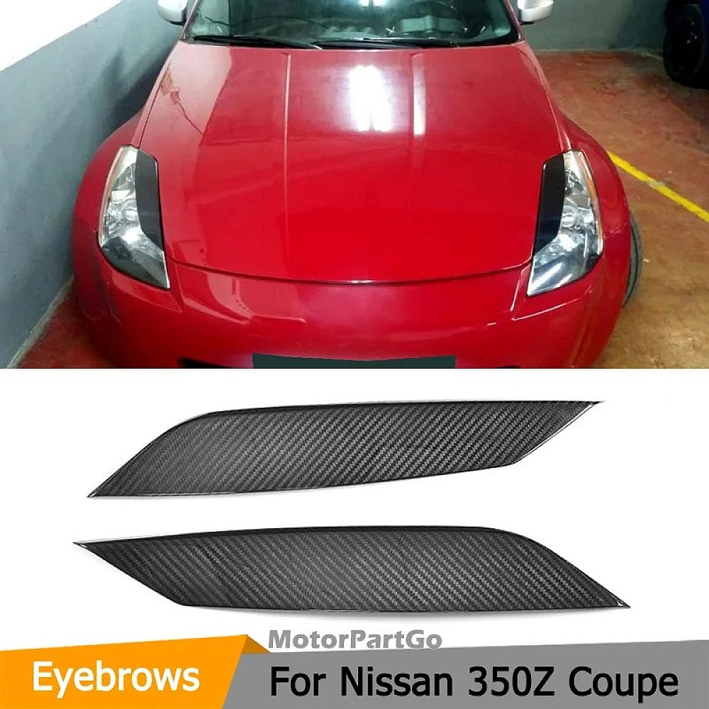 Real Carbon Fiber Head light Eyelid Eyebrow Cover Trim 1pair for  Nissan 350Z 2003-2006 T212