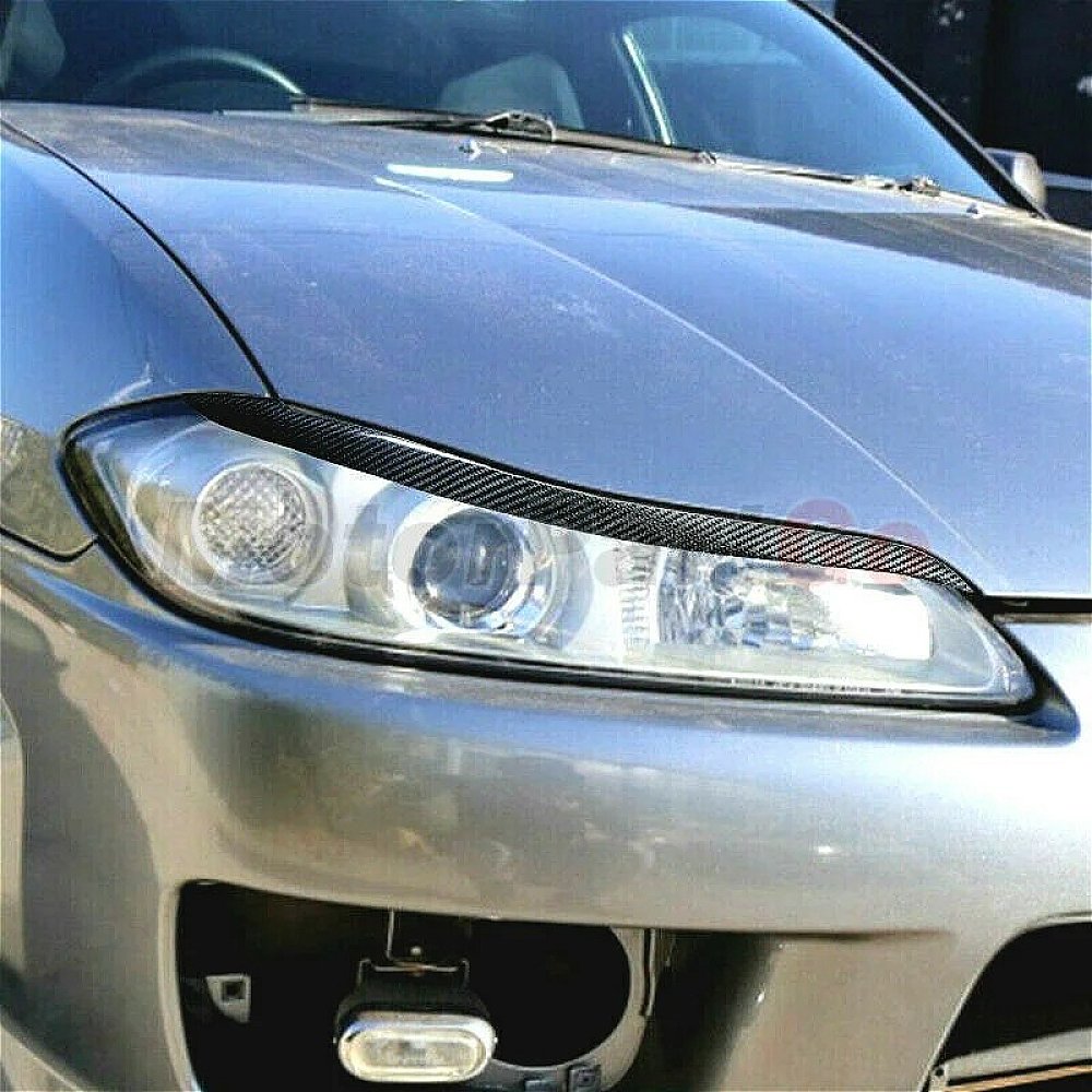 Real Carbon Fiber Head light Eyelid Eyebrow Cover Trim 1pair for  Nissan 200SX Silvia S15  1999-2004 T215
