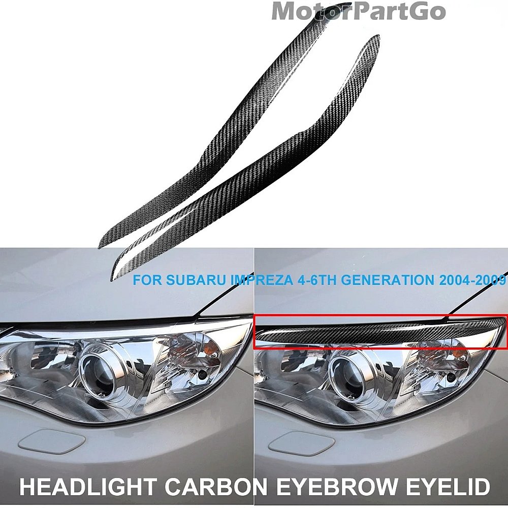Real Carbon Fiber Head light Eyelid Eyebrow Cover Trim 1pair for  Subaru Impreza 4-6th 4 5 6Generation 2004-2009 T219