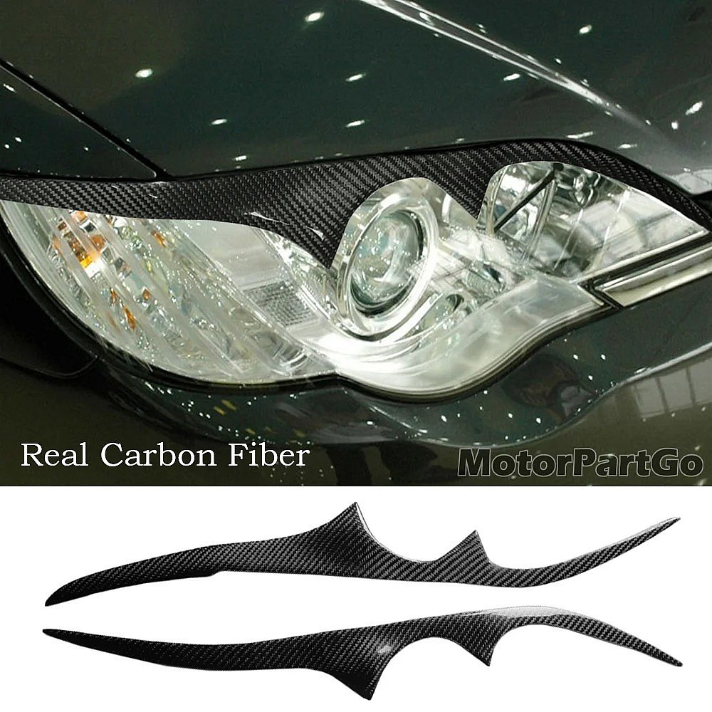 Real Carbon Fiber Head light Eyelid Eyebrow Cover Trim 1pair for Subaru Legacy 2006-2008 T221