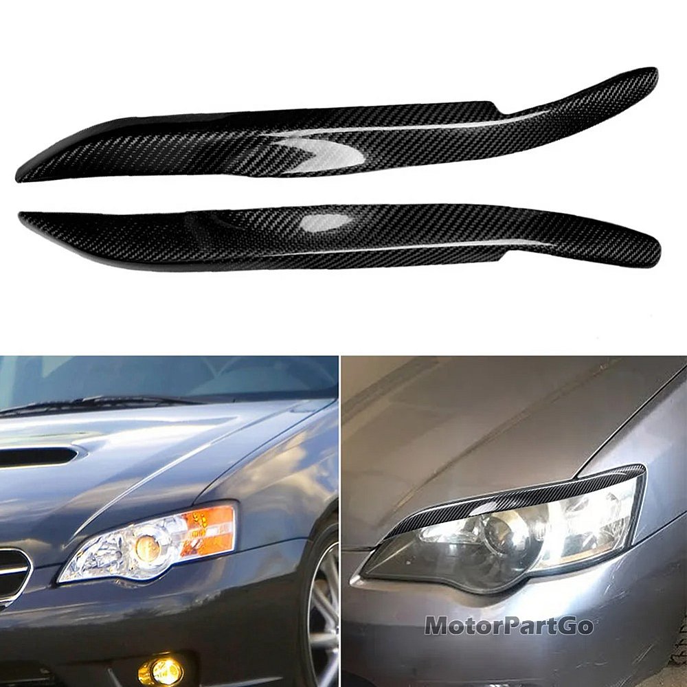Real Carbon Fiber Head light Eyelid Eyebrow Cover Trim 1pair for  Subaru Legacy 2006-2008 T222
