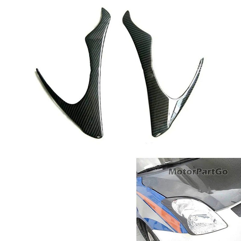 Real Carbon Fiber Head light Eyelid Eyebrow Cover Trim 1pair for SUZUKI Swift 2005-2011 T223
