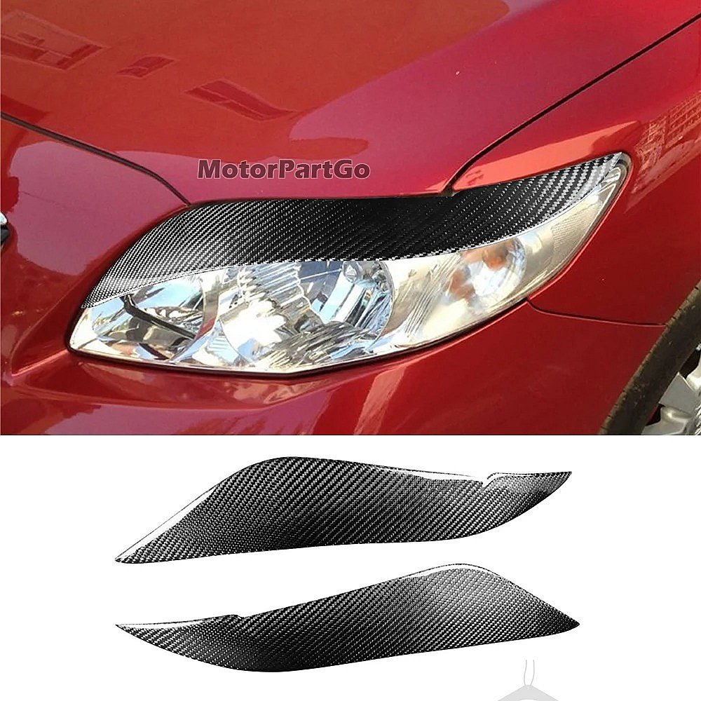Real Carbon Fiber Head light Eyelid Eyebrow Cover Trim 1pair for Toyota Corolla 2008-2011 T225