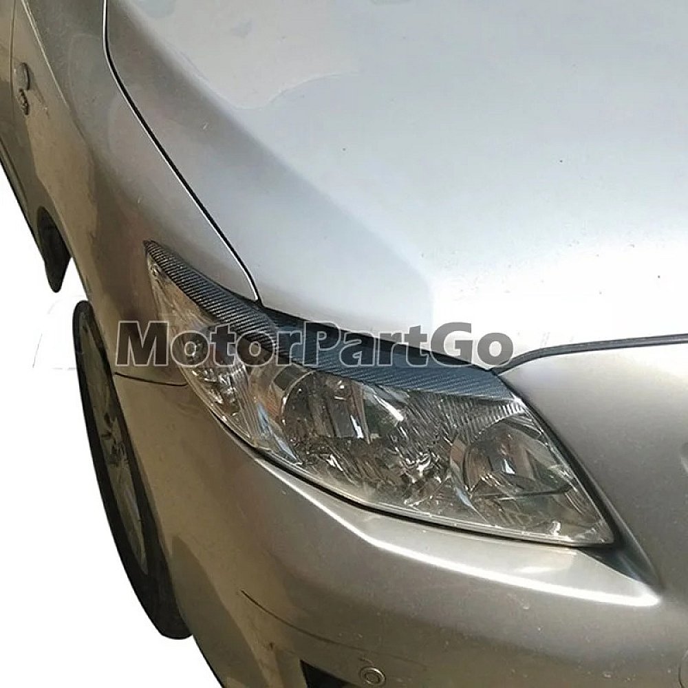 Real Carbon Fiber Head light Eyelid Eyebrow Cover Trim 1pair for Toyota Corolla 2006-2013 T226