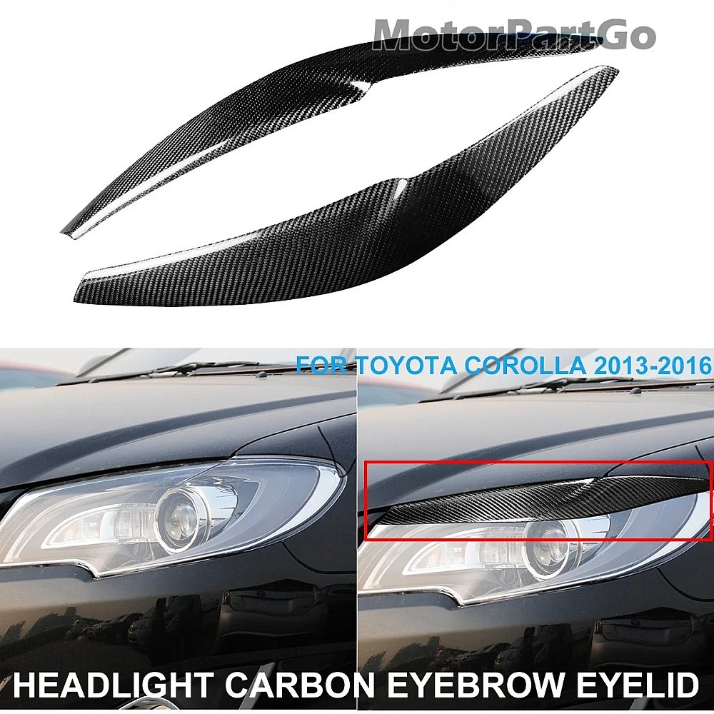 Real Carbon Fiber Head light Eyelid Eyebrow Cover Trim 1pair for  Toyota Corolla 2013-2016  T228