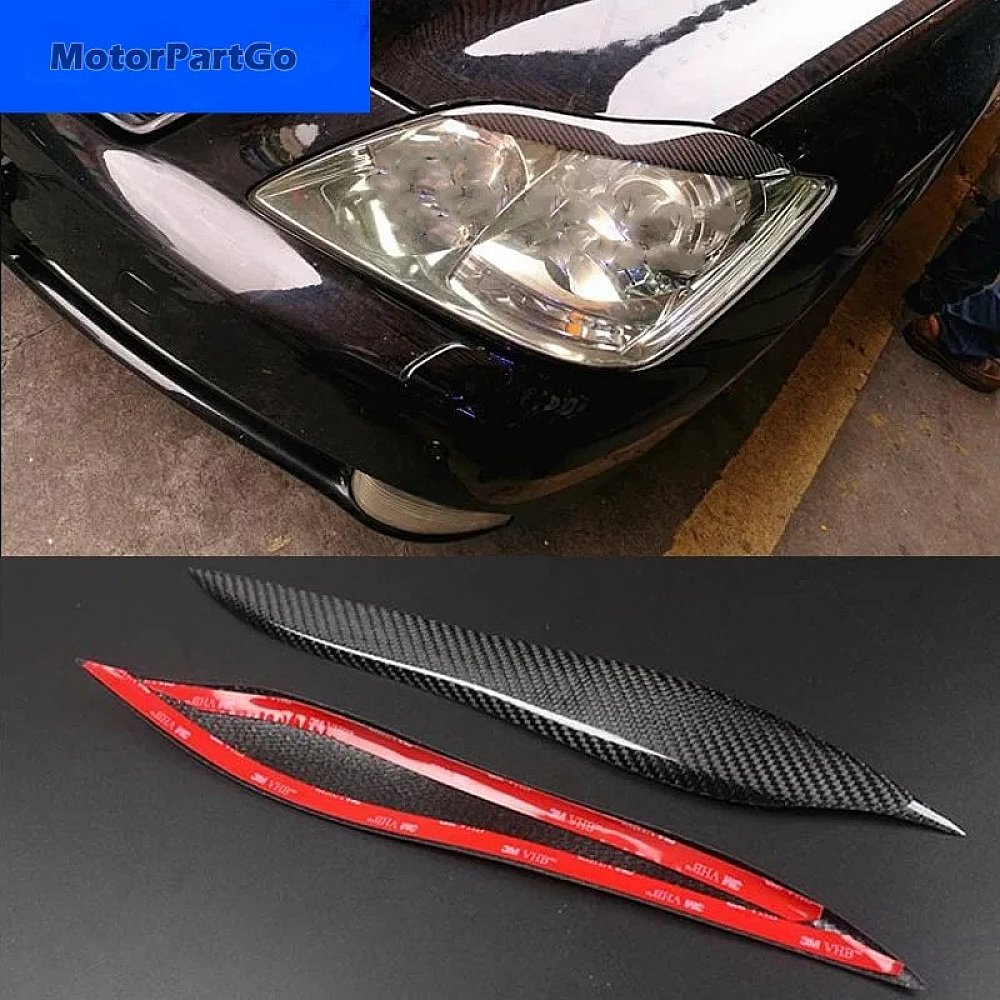 Real Carbon Fiber Head light Eyelid Eyebrow Cover Trim 1pair for  Toyota Crown 12th 2003-2008  T229