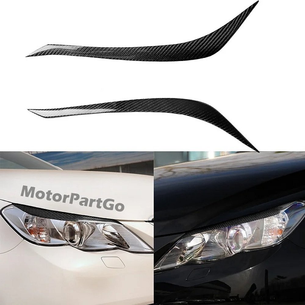 Real Carbon Fiber Head light Eyelid Eyebrow Cover Trim 1pair for  Toyota REIZ 2010-2012