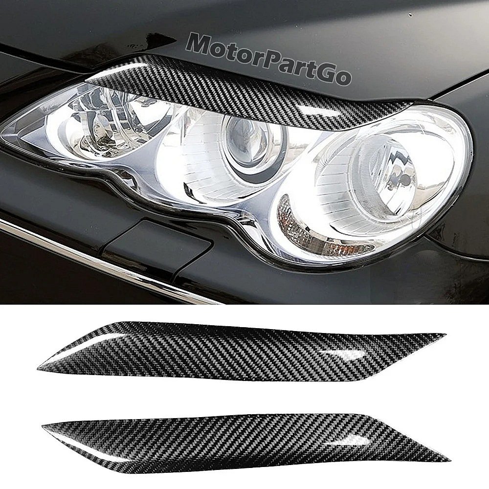 Real Carbon Fiber Head light Eyelid Eyebrow Cover Trim 1pair for Toyota Reiz 2004-2009 T231