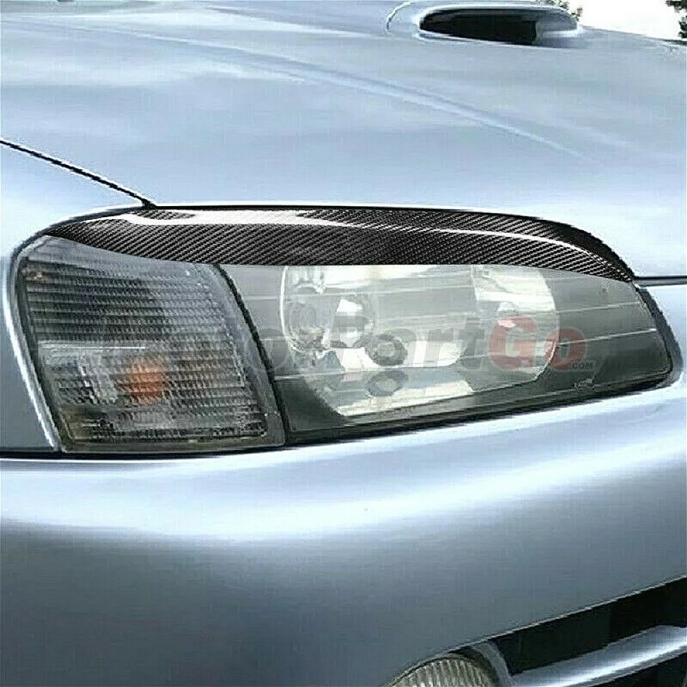 Real Carbon Fiber Head light Eyelid Eyebrow Cover Trim 1pair for  Toyota Starlet Glanza EP91 96-99 T234
