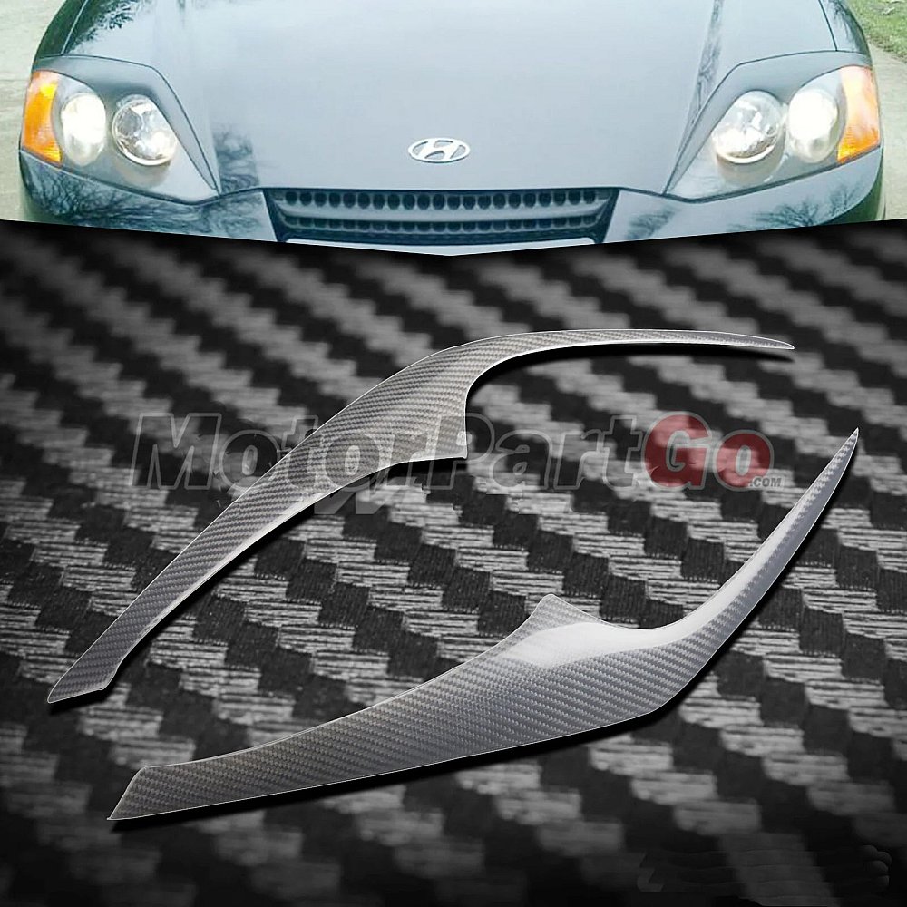 Real Carbon Fiber Head light Eyelid Eyebrow Cover Trim 1pair for Hyundai Coupe Tiburon 2003-2006 T236