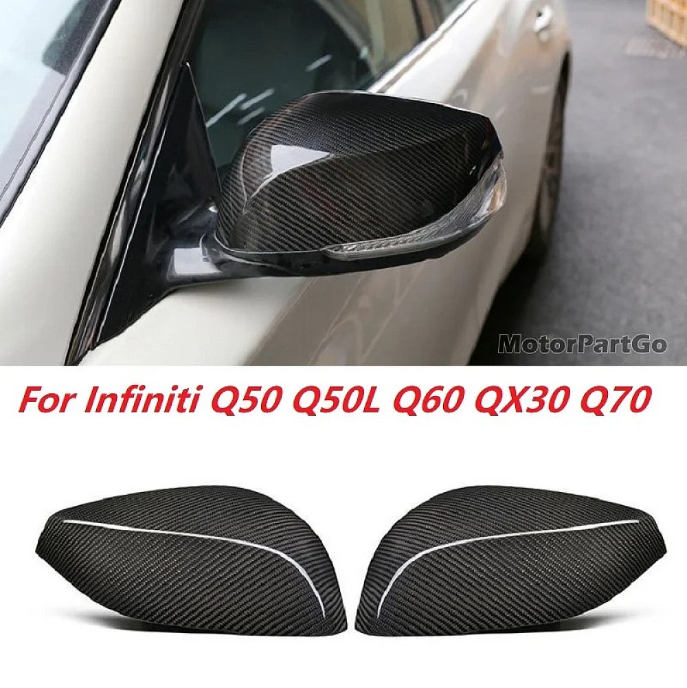 Real Dry Carbon Fiber Mirror Cover Exchange original 1 pair for  Infiniti Q50 Q50L Q60 QX30 Q70 2014-UP T269