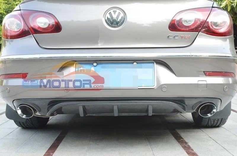 Real Carbon Fiber R-Line Style Rear Bumper Lip Diffuser Spoiler For CC 4Door Dual Side Single Exhaust Sedan 08-12 V040
