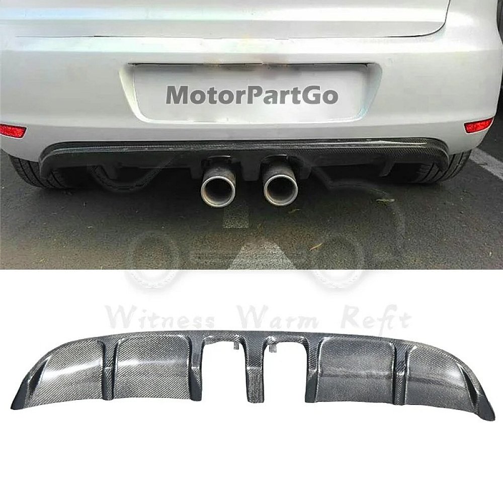 For Golf 6 R20 style Carbon Fiber/ FRP Rear Bumper Lip Diffuser middle out For Volkswagen Golf6 standard bumper 2009-2013 V052