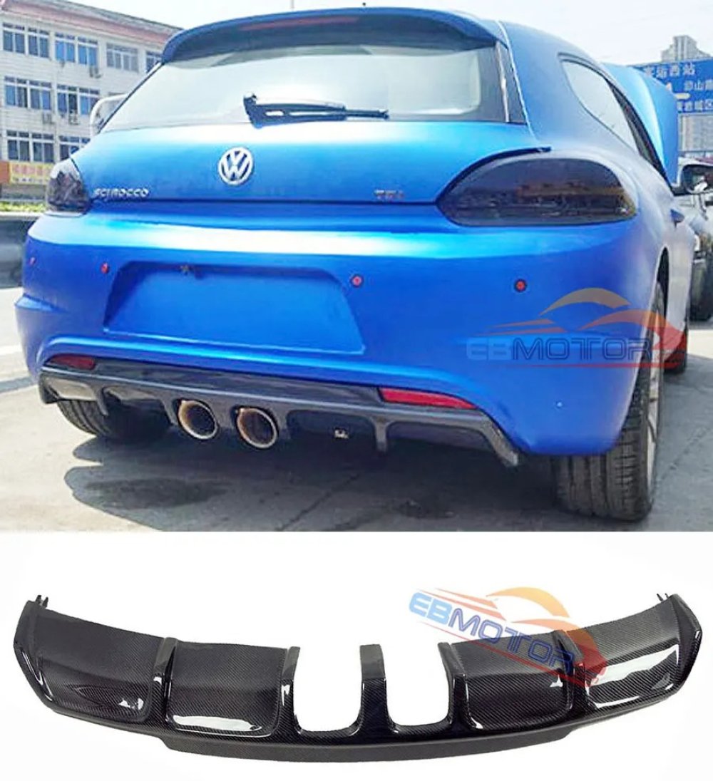 REAL CARBON FIBER REAR DIFFUSER FOR VW SCIROCCO R MODEL 2009-2014 V071