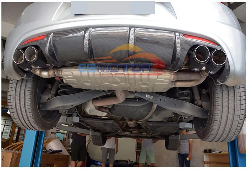 UNPAINTED Quad Exhaust Dual Outlet Rear Bumper Lip Diffuser For VW Scirocco R Bumper 10-13 V073F