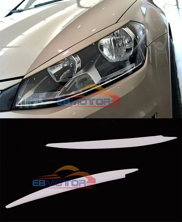UNPAINTED Eyelids eyebrows FRONT headlight brows 1Pair for VW GOLF 7 GTi MK7 2014UP V091F