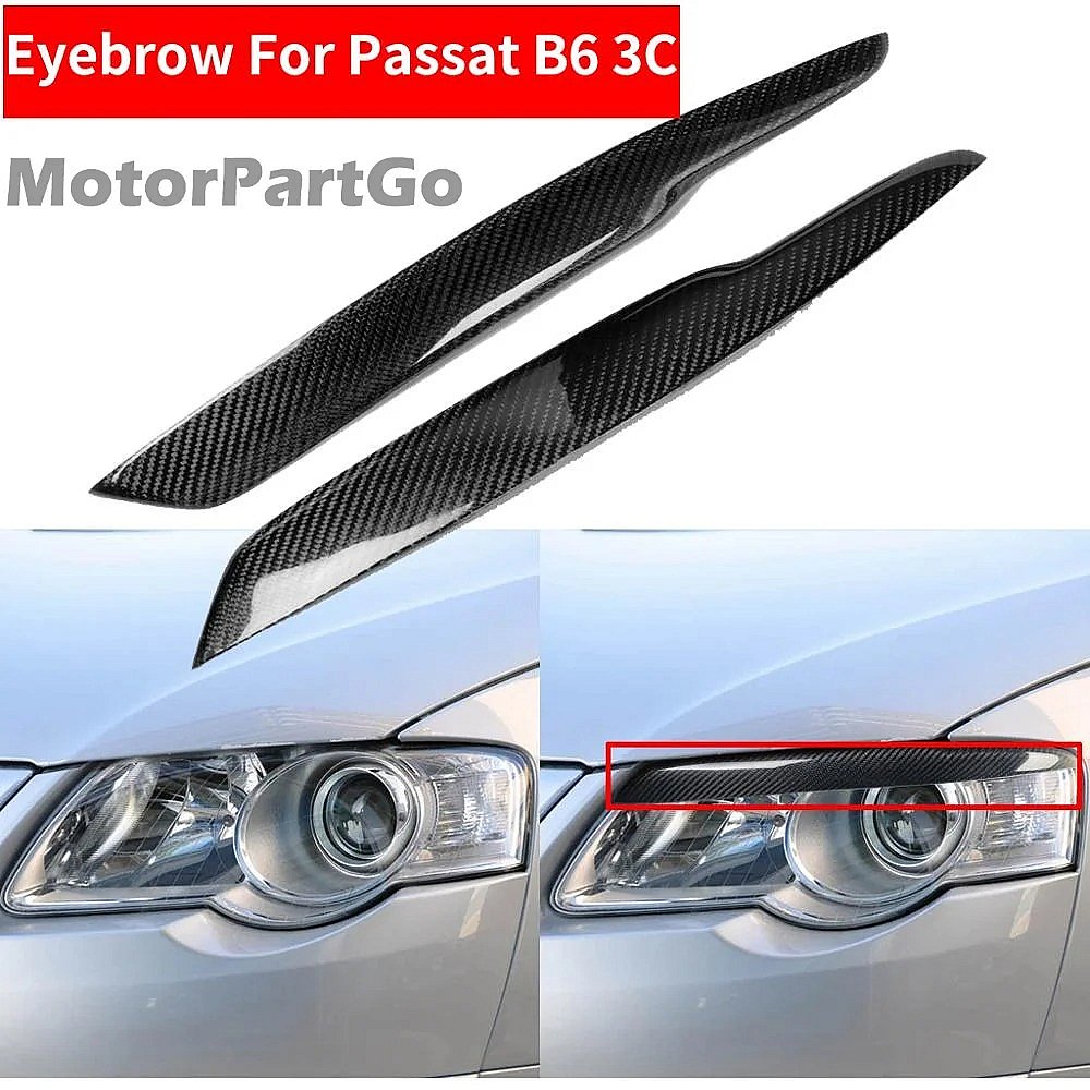 2PCS Car Styling Real Carbon Fiber Headlight Eyebrow Eyelids For Passat B6 3C Decal Trim Cover Sticker Accessory 2005-2010 V098