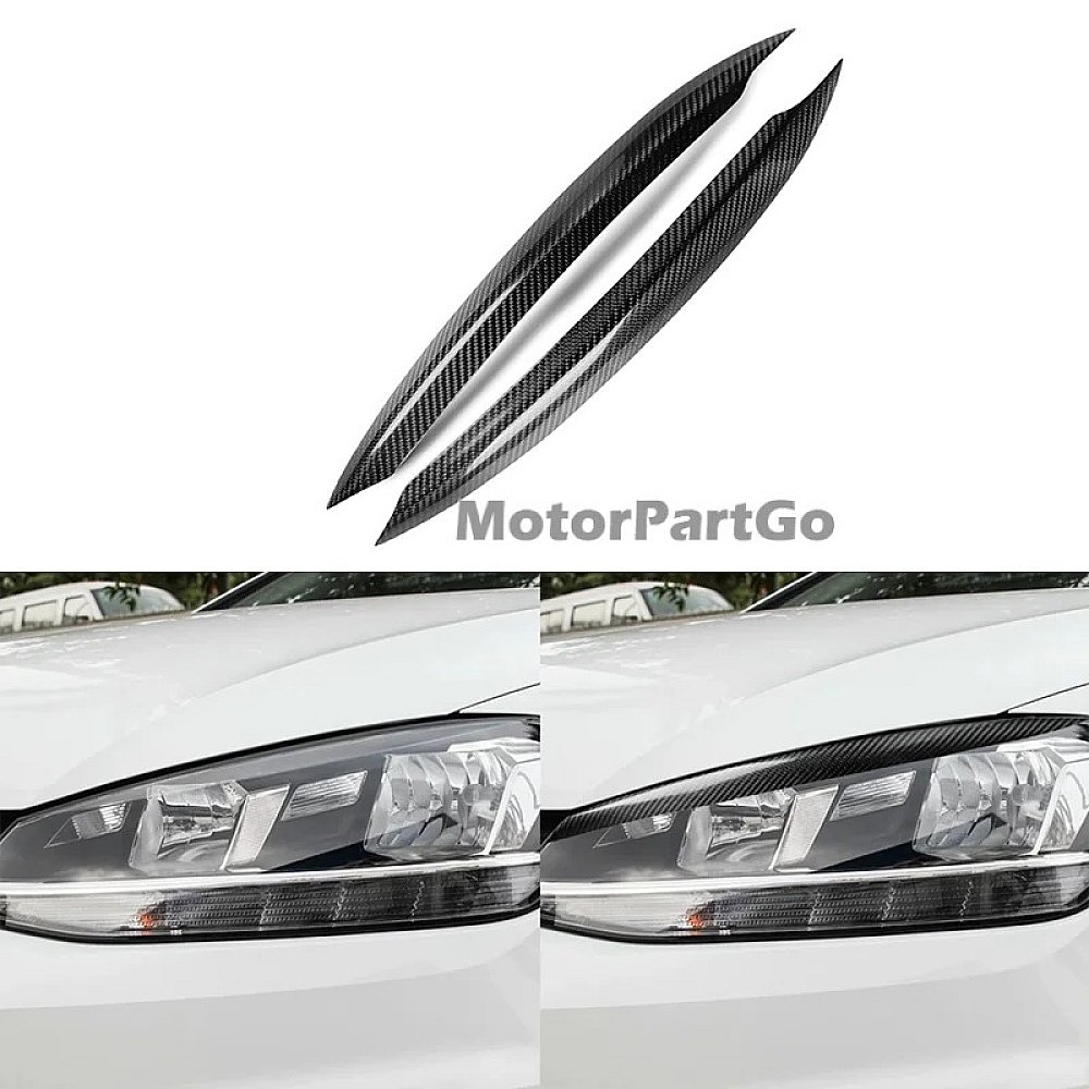 For VW Golf 7 Mk7 2013-2018 Real Carbon Fiber Headlight Cover Eyebrows Eyelids Car Sticker Trim Protector  V109