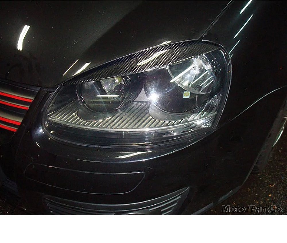 Real Carbon Fiber Head light Eyelid Eyebrow Cover Trim 1pair for  VW golf 5 MK5 GTI R32  2005-2008