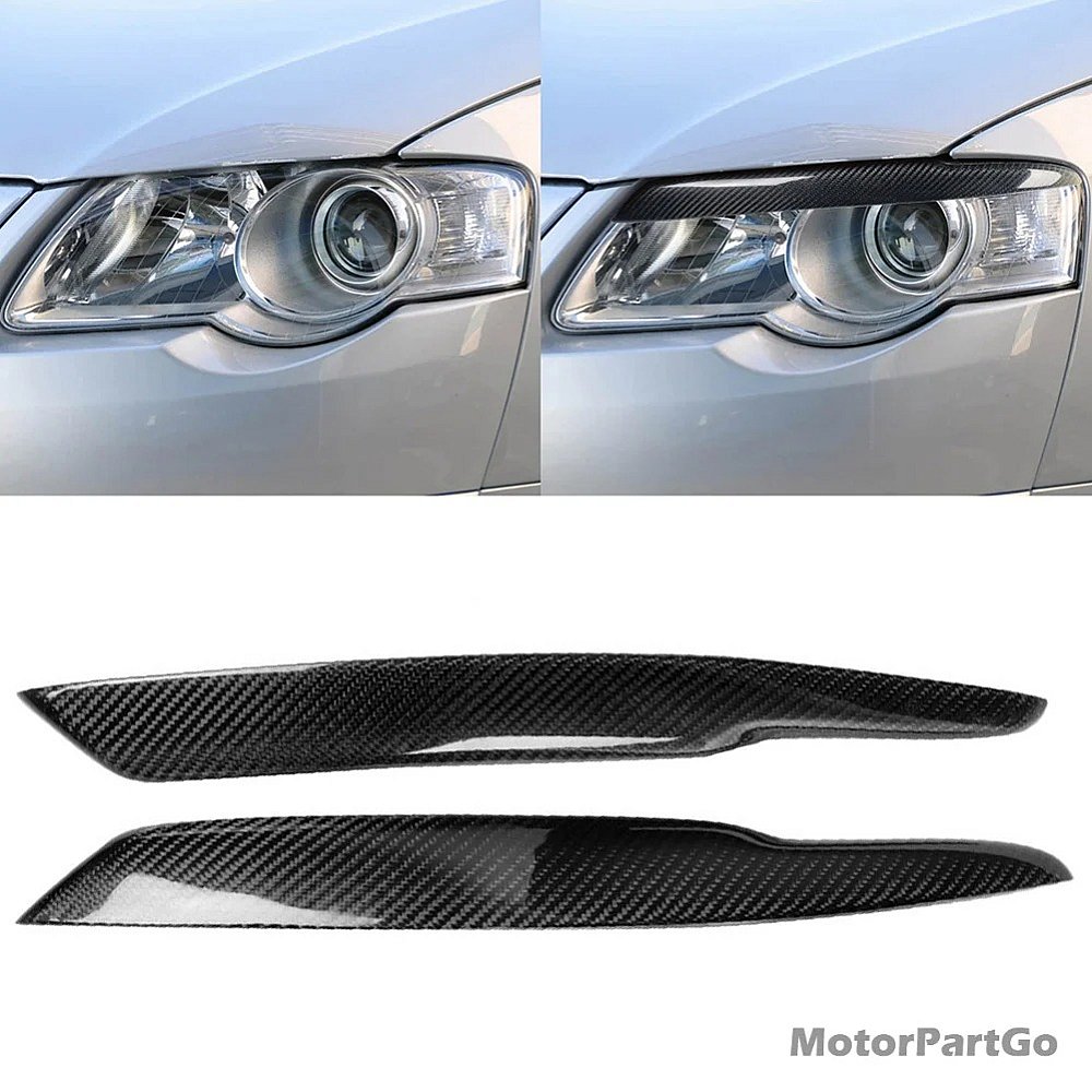 Real Carbon Fiber Head light Eyelid Eyebrow Cover Trim 1pair for  Volkswagen Passat B6 3C 2005-2010  V113