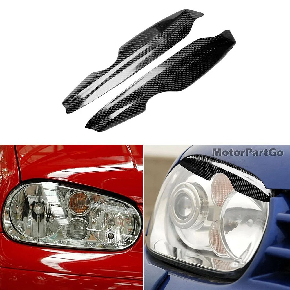 Real Carbon Fiber Head light Eyelid Eyebrow Cover Trim 1pair for  VW Volkswagen Golf 4 MK4 IV GTI 1999-2004