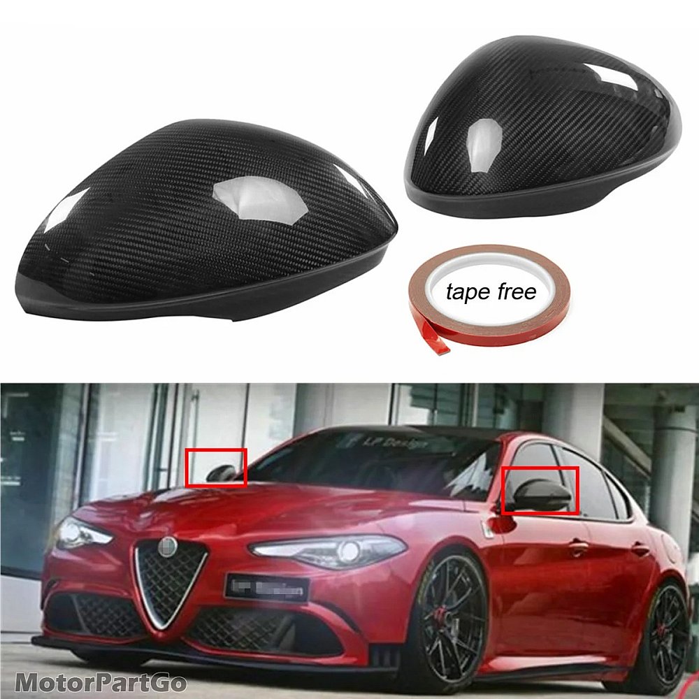 Real Carbon Fiber Mirror Cover 1 pair for Alfa Romeo Giulia Quadrifoglio 2017-2021